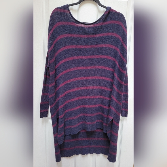 Free People Women's Oversized Striped Tunic Navy and Pink Size Small - Picture 2 of 4